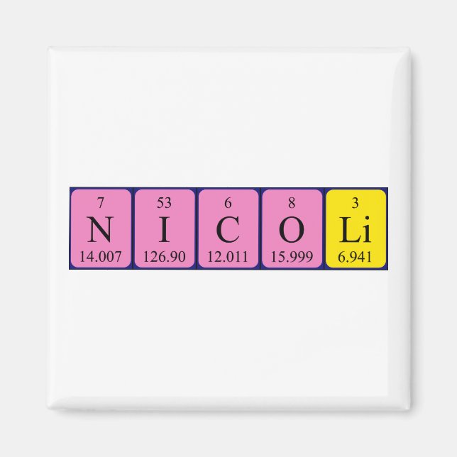 Imã Magnet de nome de mesa periódica de Nicoli (Frente)