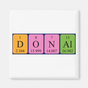 Imã Magnet de nome de mesa periódica Donal