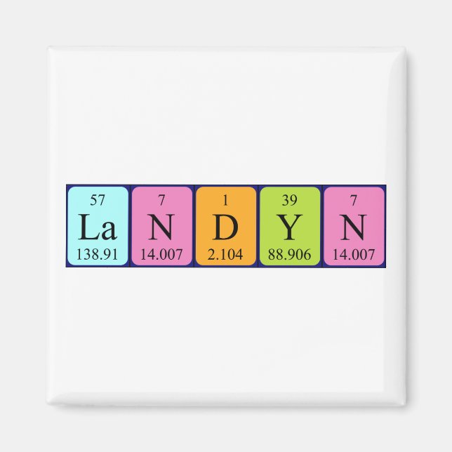 Imã Magnet de nome de mesa periódica Landyn (Frente)