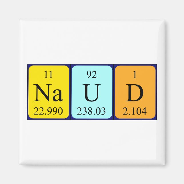 Imã Magnet de nome de mesa periódica Naud (Frente)