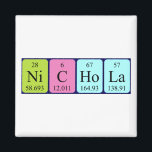 Imã Magnet de nome de mesa periódica Nichola<br><div class="desc">Nichola escreveu como Ni C Ho La (Nickel Carbon Holmo Lanthanum) em um ímã para o cientista em você.</div>