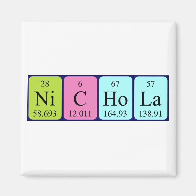 Imã Magnet de nome de mesa periódica Nichola (Frente)