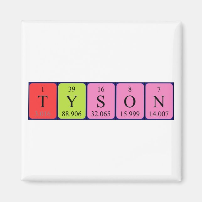 Imã Magnet de nome de mesa periódica Tyson (Frente)