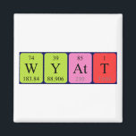 Imã Magnet de nome de mesa periódica Wyatt<br><div class="desc">Wyatt soletrou como W Y At T (Tungsten Yttrium Astatine Tritium) em um ímã para o cientista em você.</div>