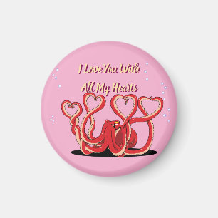 Imã Magnet de Octopus Hearts do dia de os namorados