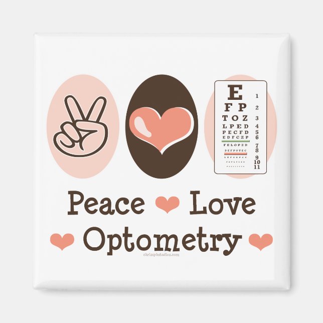 Imã Magnet de Optometria do Peace Love (Frente)