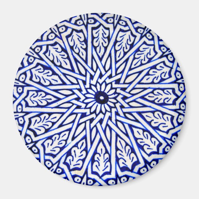 Imã Magnet de padrão de Azulejo turco azul e branco (Frente)