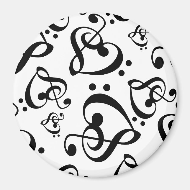 Imã Magnet de padrão de música preto e branco (Frente)