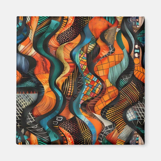 Imã Magnet de Padrão Tribal Africano (Frente)