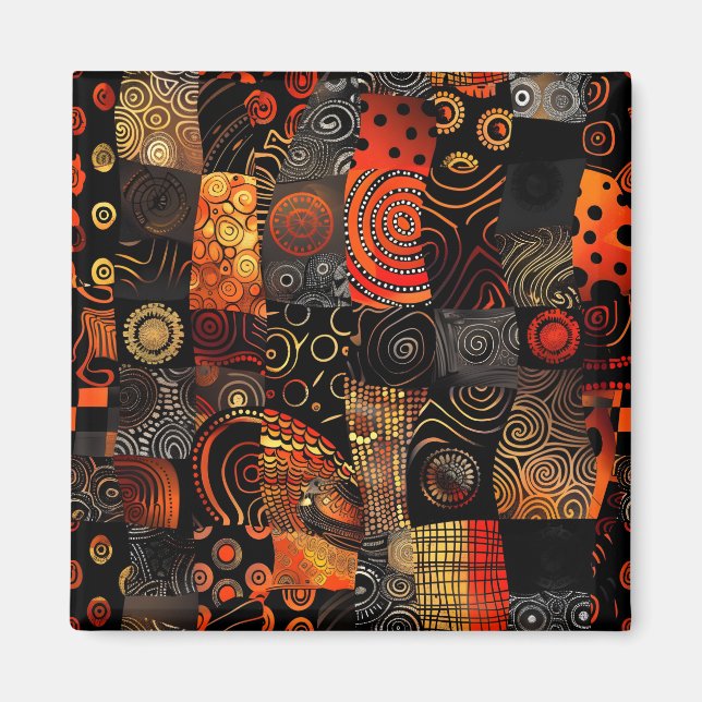Imã Magnet de Padrão Tribal Africano (Frente)