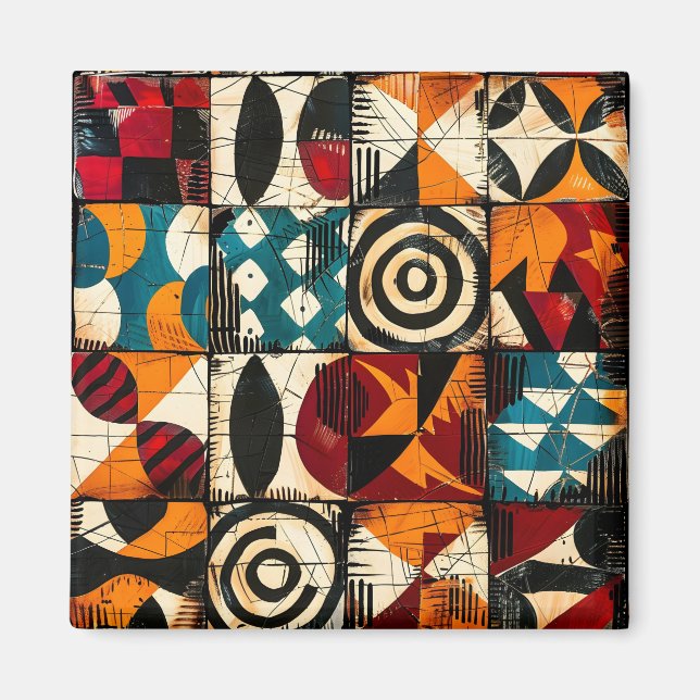 Imã Magnet de Padrão Tribal Africano (Frente)