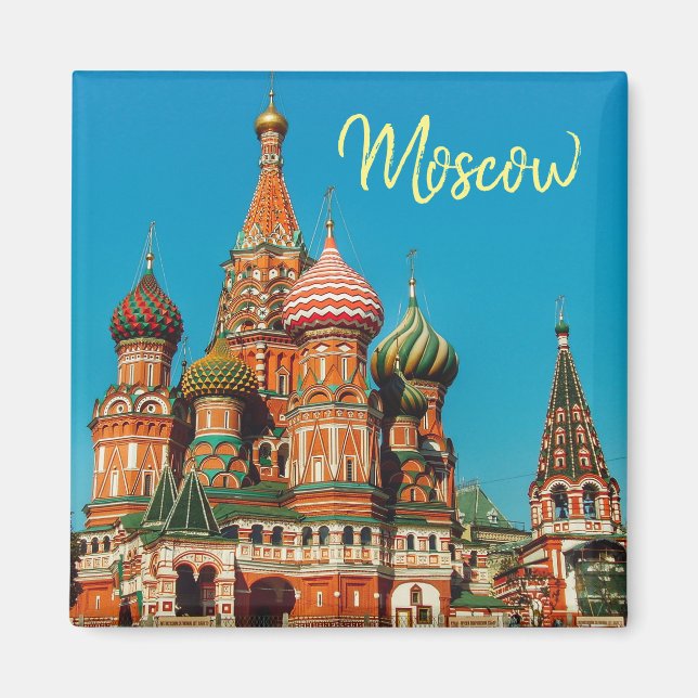 Imã Magnet de Paisagem da Catedral de Moscou, Rua Basi (Frente)