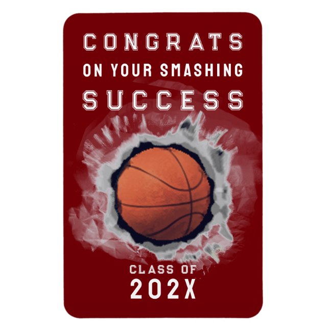 Ímã Magnet de Parabéns para Graduação de Basquete (Vertical)