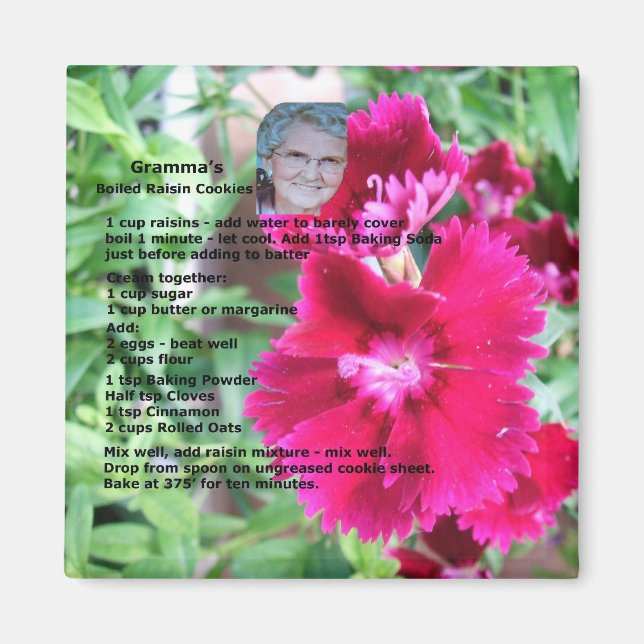 Imã Magnet de Receita de Cookie Raisin (Frente)