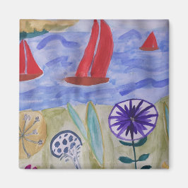 Imã Magnet de velas e flores vermelhas