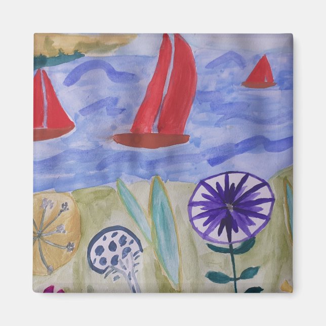 Imã Magnet de velas e flores vermelhas (Frente)