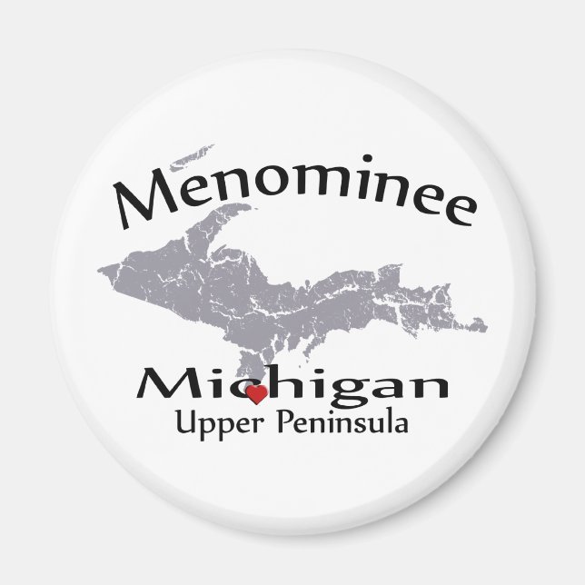 Imã Magnet Design do mapa cardíaco de Menominee Michig (Frente)