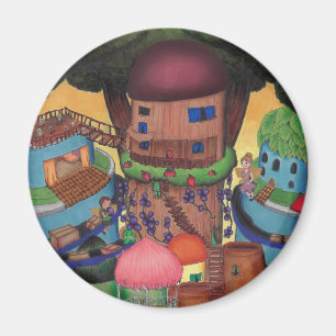 Imã Magnet Detalhado da Aldeia de Fada de Treetop