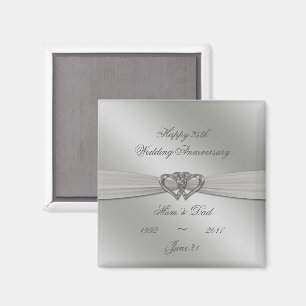 Imã Magnet do 25 de Casamento do Classic Silver