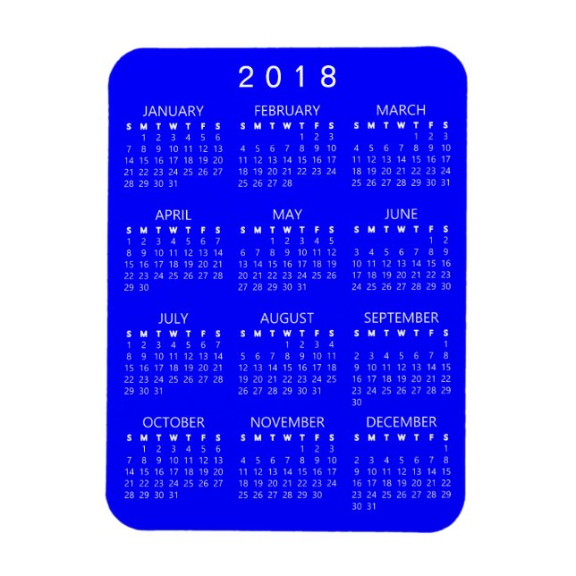 Ímã Magnet do Calendário 2018 - Azul (Vertical)