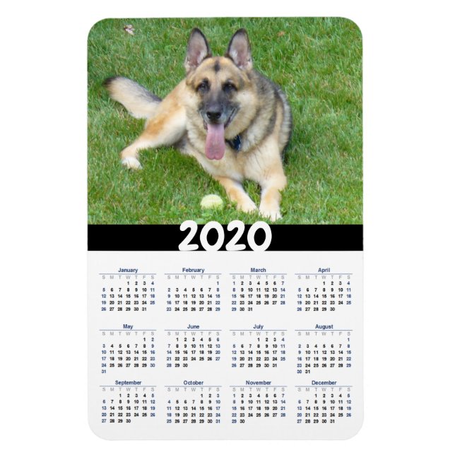 Ímã Magnet do Calendário do German shepherd Dog 2020 (Vertical)
