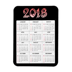Ímã Magnet do Calendário Vermelho 2018