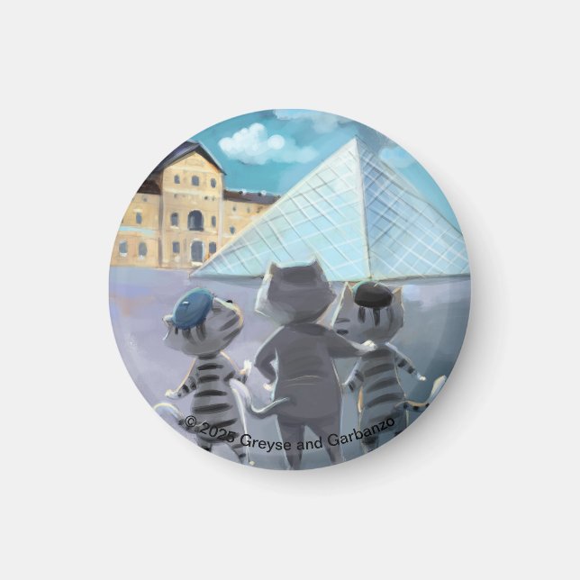 Imã Magnet do Círculo Louvre (Várias dimensões) (Frente)