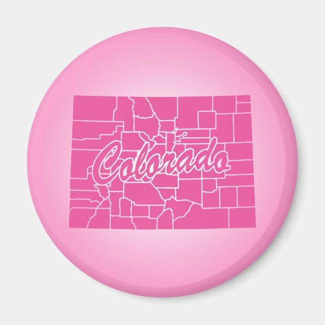 Imã Magnet do Colorado State Rosa (Frente)