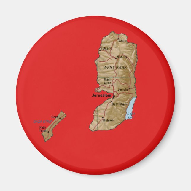 Imã Magnet do Mapa da Palestina (Frente)
