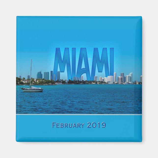 Imã Magnet do Miami Skyline (personalizável) (Frente)