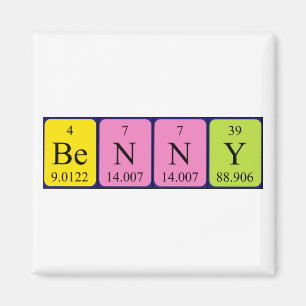 Imã Magnet do nome da mesa periódica Benny