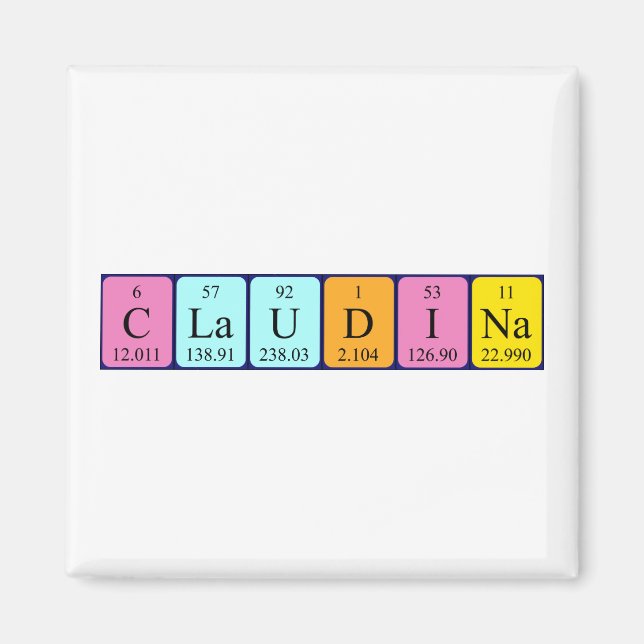 Imã Magnet do nome da mesa periódica Claudina (Frente)