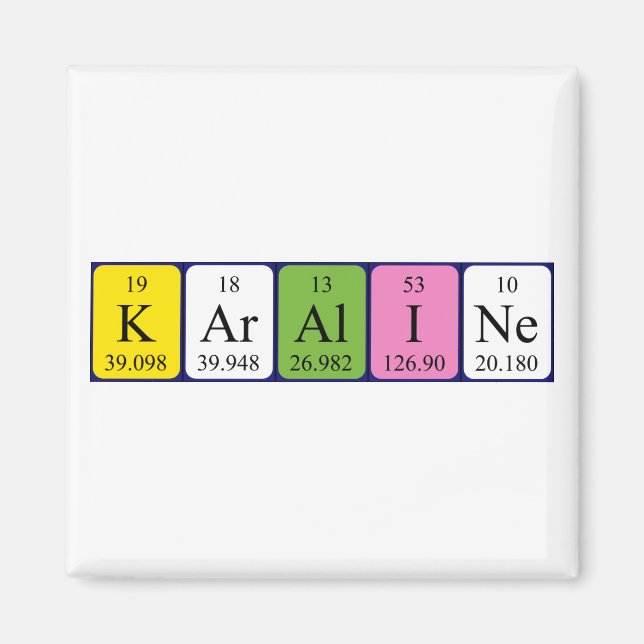 Imã Magnet do nome da mesa periódica da Karaline (Frente)