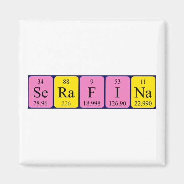 Imã Magnet do nome da mesa periódica da Serafina (Frente)