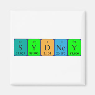 Imã Magnet do nome da mesa periódica da Sydney