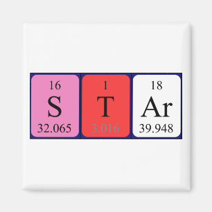 Imã Magnet do nome da mesa periódica estrela
