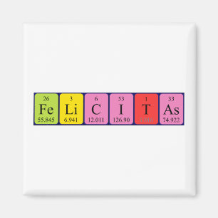 Imã Magnet do nome da mesa periódica Felicitas