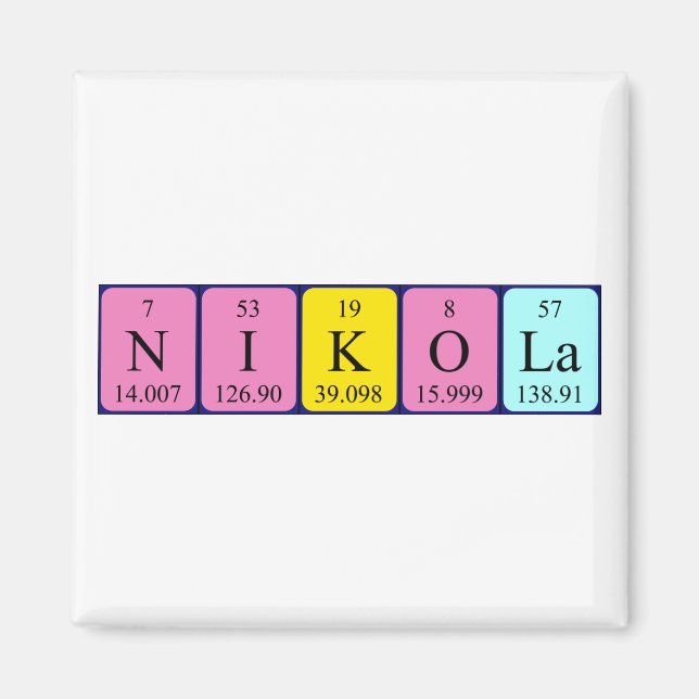 Imã Magnet do nome da mesa periódica Nikola (Frente)