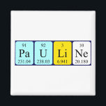 Imã Magnet do nome da mesa periódica Pauline<br><div class="desc">Pauline escreveu como Pa U Li Ne (Protactinium Uranium Lithium Neon) num ímã para o cientista em você.</div>