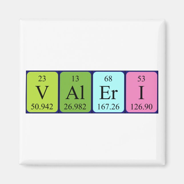 Imã Magnet do nome da mesa periódica Valeri (Frente)