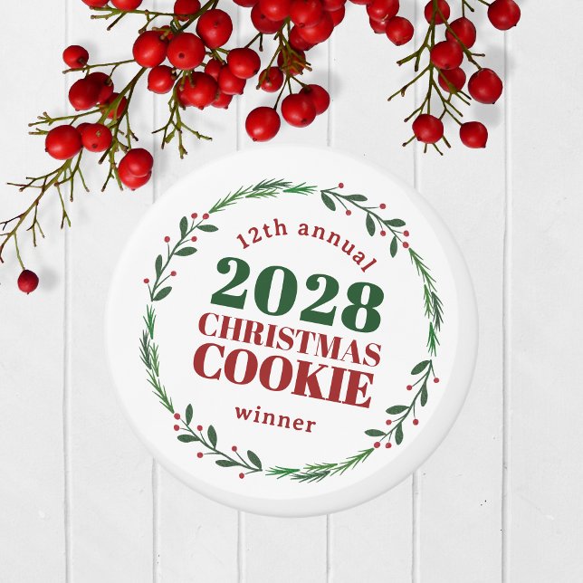 Imã Magnet do Prêmio de Férias Anual Moderno (Christmas Holiday Competition Prize Magnet for the Winner. Great for Cookie & Sweater Contests!)