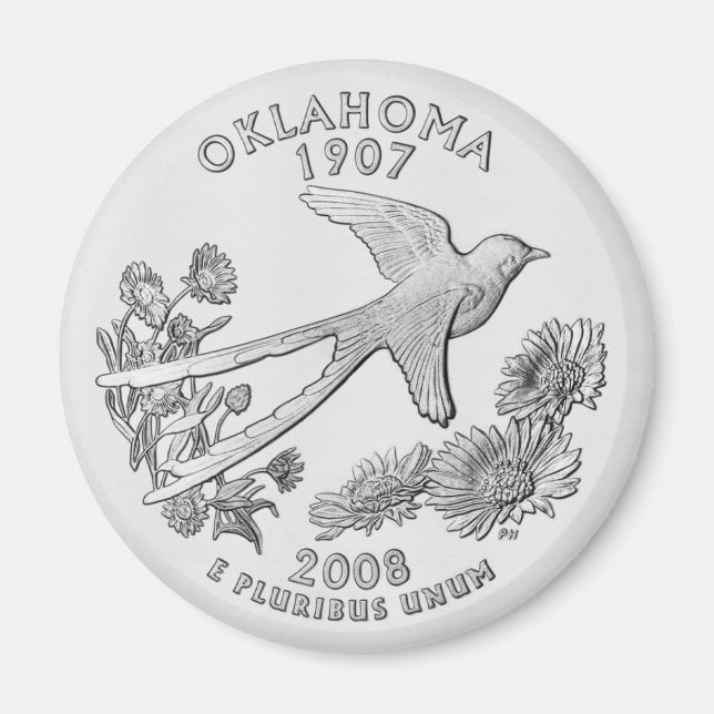 Imã Magnet do Quarter do Estado de Oklahoma (Frente)