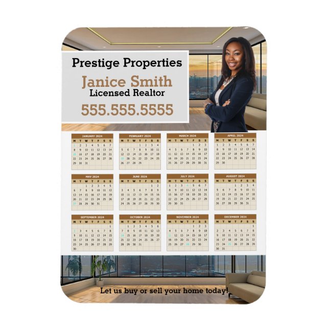 Ímã Magnet do Refrigerador de Calendário do Realtor 20 (Vertical)
