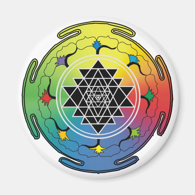 Imã Magnet do Sri Yantra Rainbow (Frente)