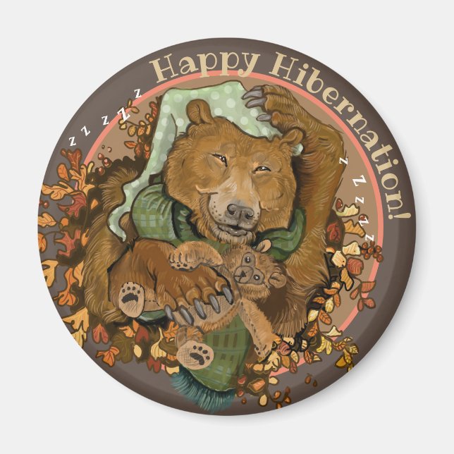 Imã Magnet do Urso do Fofinho de Hibernação (Frente)
