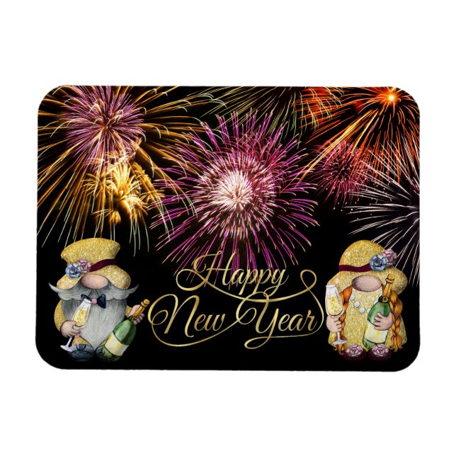 Ímã Magnet dos Gnomos felizes anos novos (Horizontal)