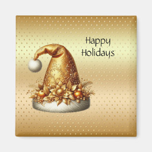 Imã Magnet Dourado de Natal Hat