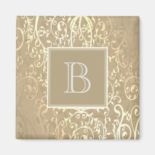 Imã Magnet Elegante de Monograma Dourado