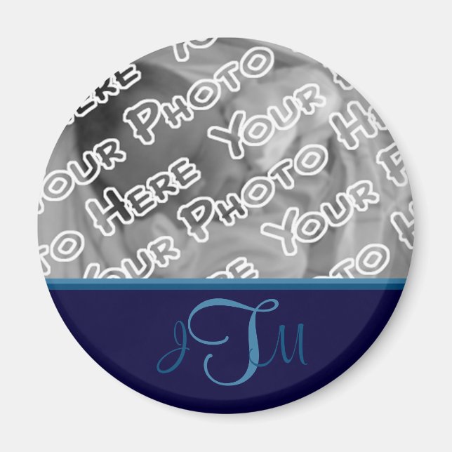 Imã Magnet Elegante de Monograma marinho (Frente)