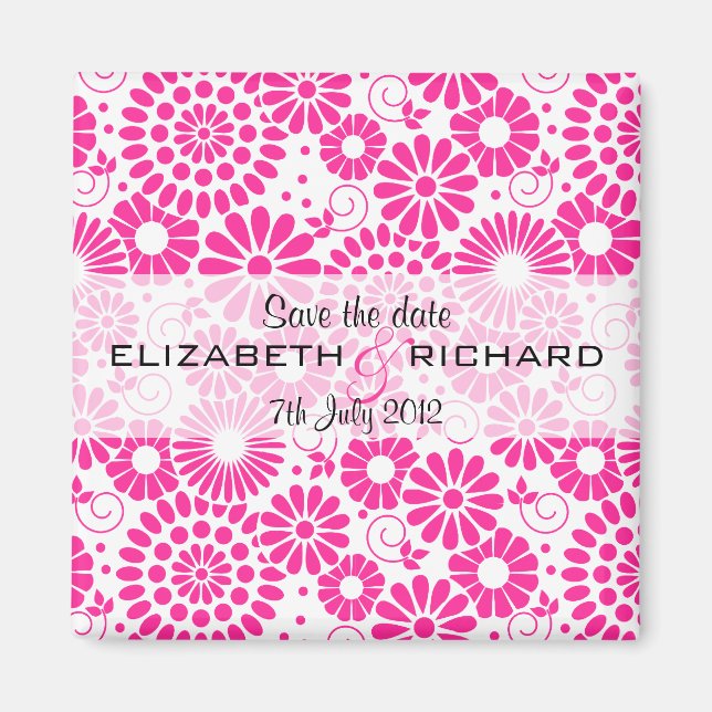 Imã Magnet floral cor-de-rosa vivo (Frente)